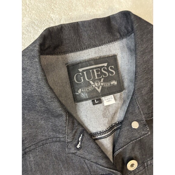 GUESS Women's  Large Denim Truckers Jacket Black Made In USA New w/o Tags - Picture 2 of 9